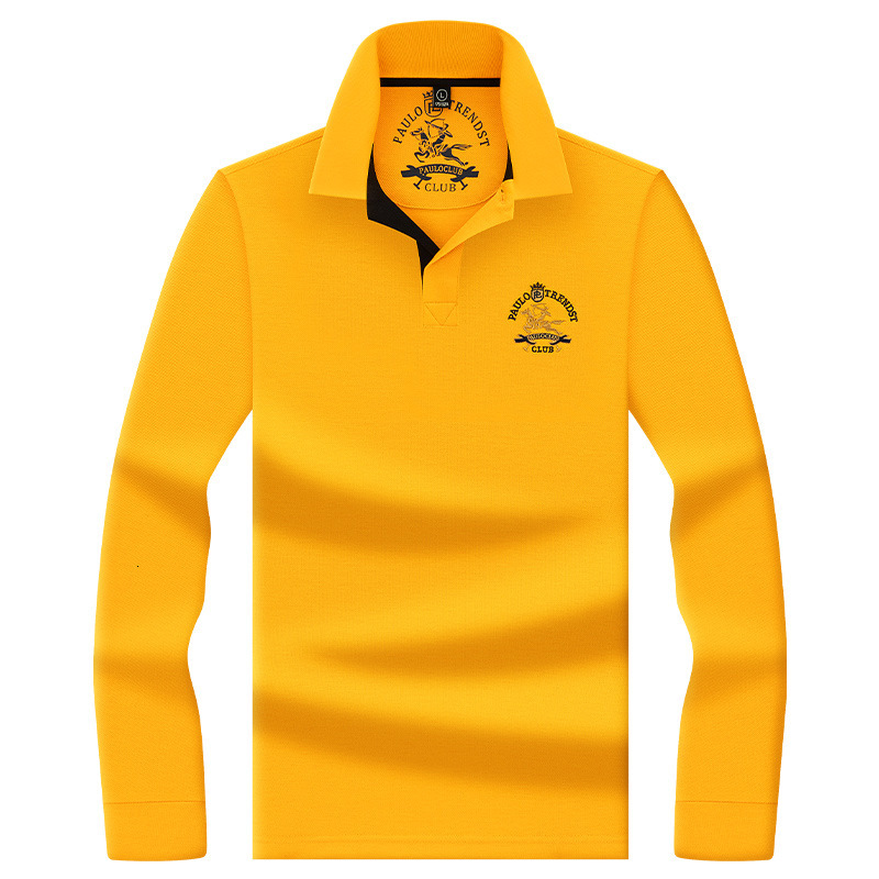 Luxury Brand Designer Clothes Hexagonal Bead Silk Cotton Mens Embroidered Pony Long Sleeve Polo Shirt Mens Casual Turn-Down Collar Top Paul T-Shirt