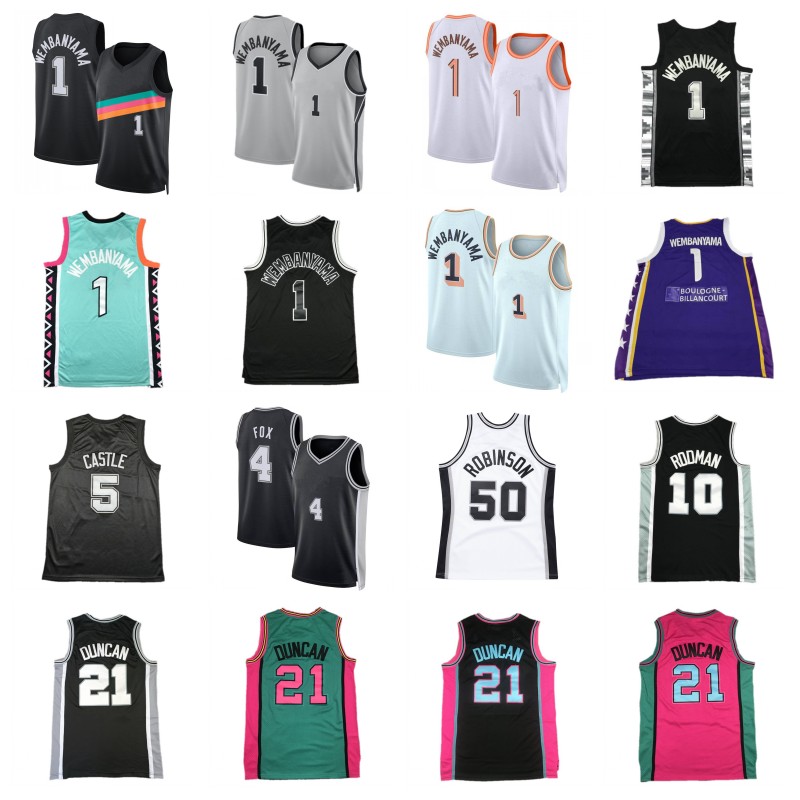 De Aaron Fox Victor Wembanyama Levallois Metropolitans Mets92 Stephon Castle Basketball Jerseys Mens City David Robinson Dennis Rodman Retro Shirts