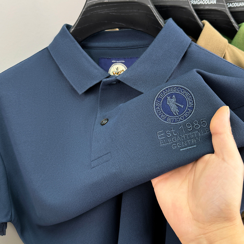 Summer New Luxury Designer Polo Shirt Men Fashion 220G Breathable Fabric Turn Down Collar With Embroidery Detail Short Sleeve Tops Light Business Casu