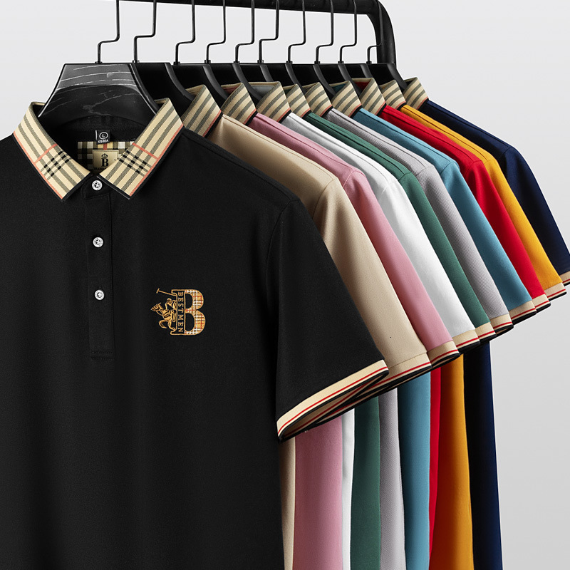 Luxury Brand Designer Clothes Paul Genuine Brand Men's Summer Polo Shirt Turn-Down Collar Dad Clothes Loose Casual Ice Silk Polo Shirt For Men