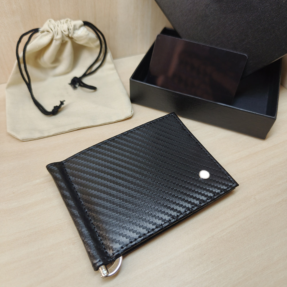 Carbon fiber leather credit card holder can hold 8+cards ID card storage bag, pocket coin wallet male model handbag luxury brand original box pac