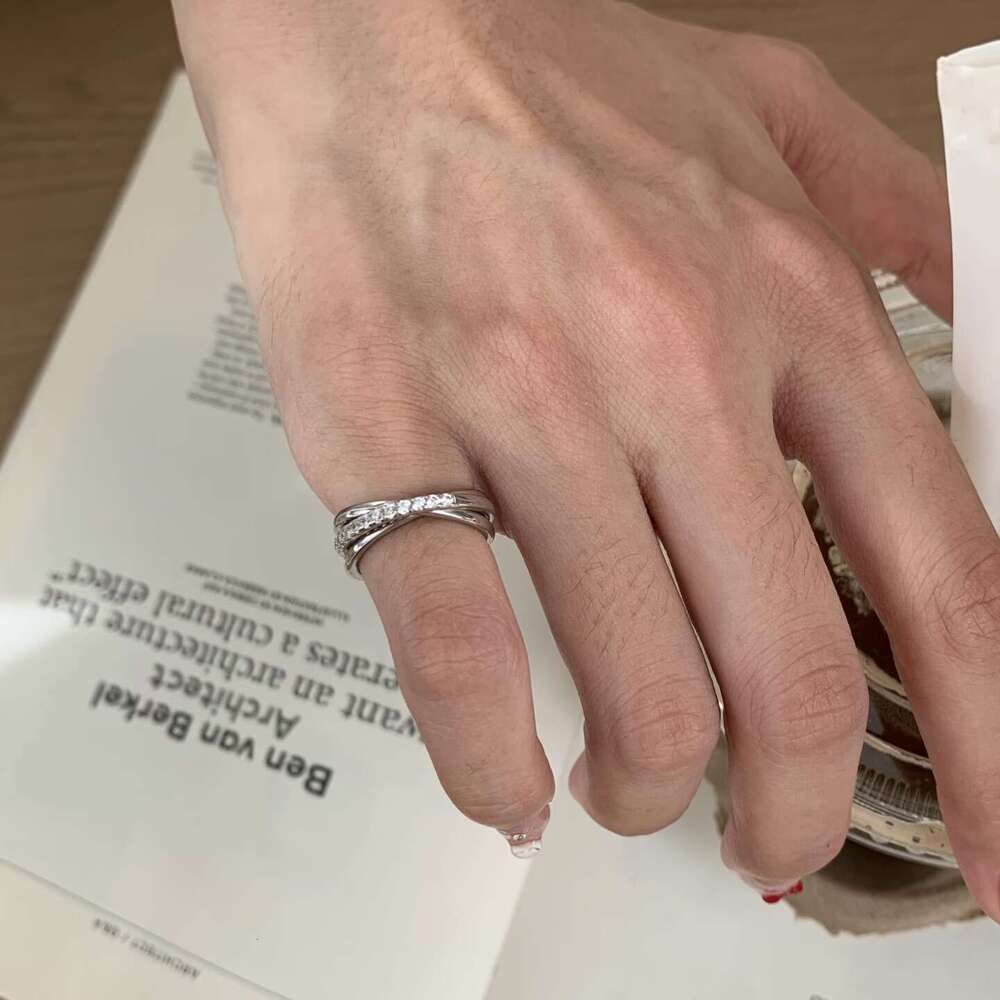 designer Ring Hot Selling Three-Ring Star Track 1 Sparkling Row zircon Korean Style Simple Versatile Fashion Commuting Adjustable Tail Rings Three- - view 4