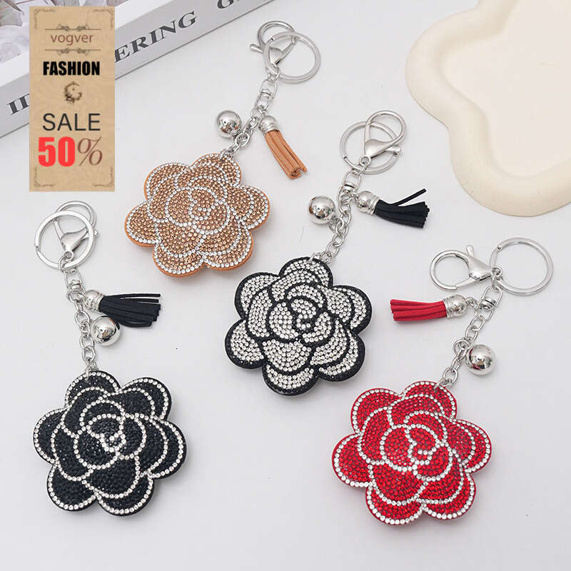 Bag Charm Creative Plum Blossom Rhinestone Fashion Cute Tassel Keychain Car Pendant In Stock