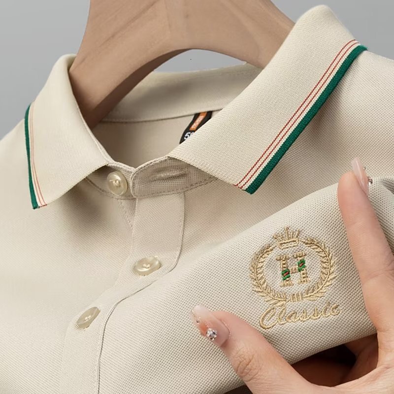 Luxury Brand Designer Clothes 2025 Summer New Men's Short Sleeve Pullover Shirt New Embroidered Youth Turn-Down Collar Shirt Plus Size Casual Bus