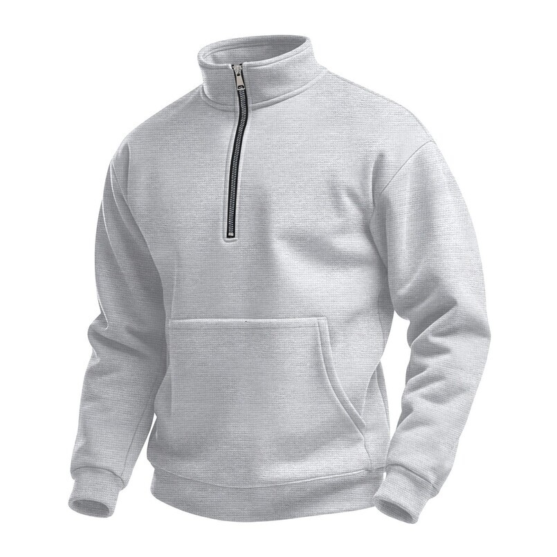 Customized Spring and Autumn Waffle Half-Zip Stand Collar Sweatshirt for Men, Men's Casual Base Shirt Pullover