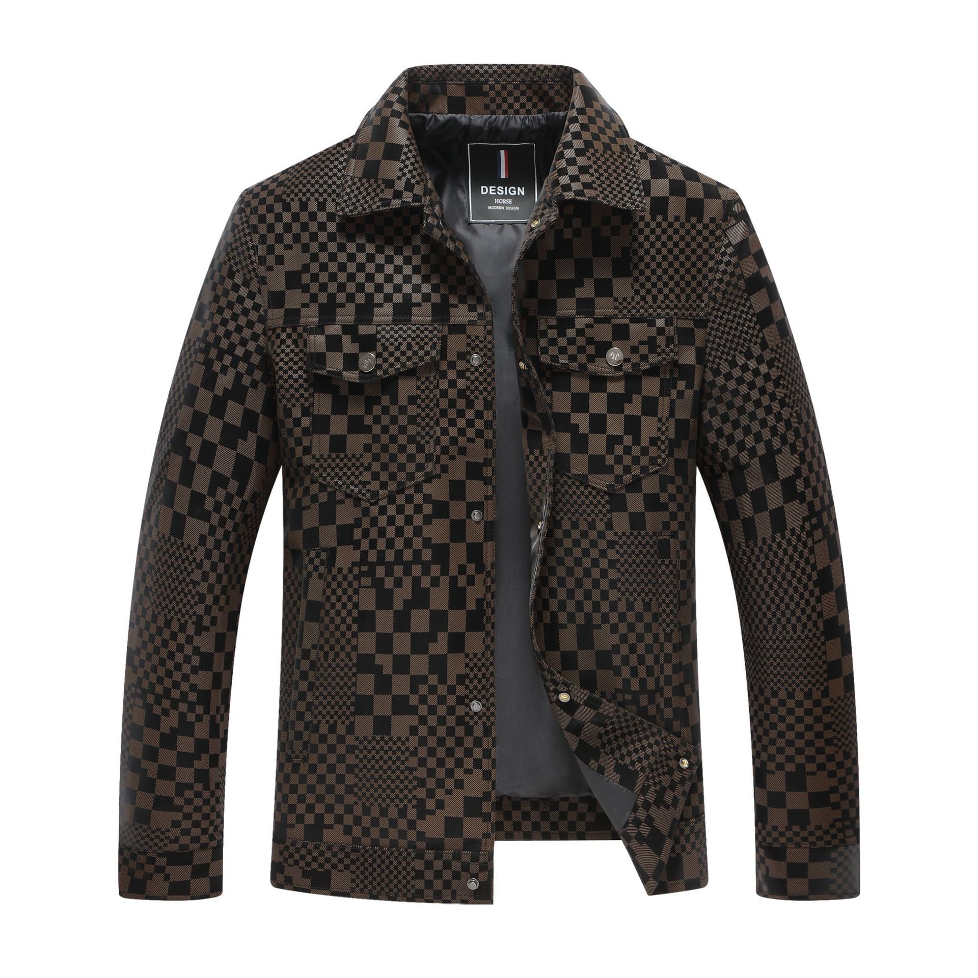 2026 New Designer Clothing Print Jacket Leather Men's Coat Top-class Business Casual Coat Fur Trend Outdoor Sports Luxury Men's Clothing