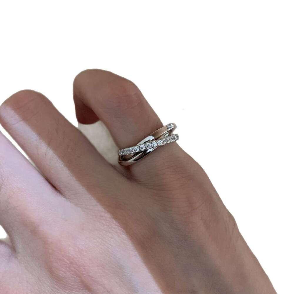designer Ring Hot Selling Three-Ring Star Track 1 Sparkling Row zircon Korean Style Simple Versatile Fashion Commuting Adjustable Tail Rings Three- - view 6