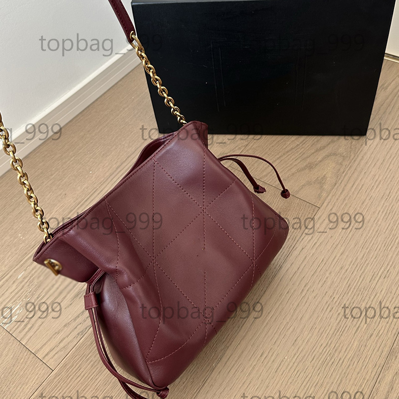 Soft Lambskin Leather Drawstring Lucky Bag Girls Large capacity Crossbody Bucket Bags Shoulder Shopping Purse Thread Handbag Pouch Simple Tote Pocket 26x21cm