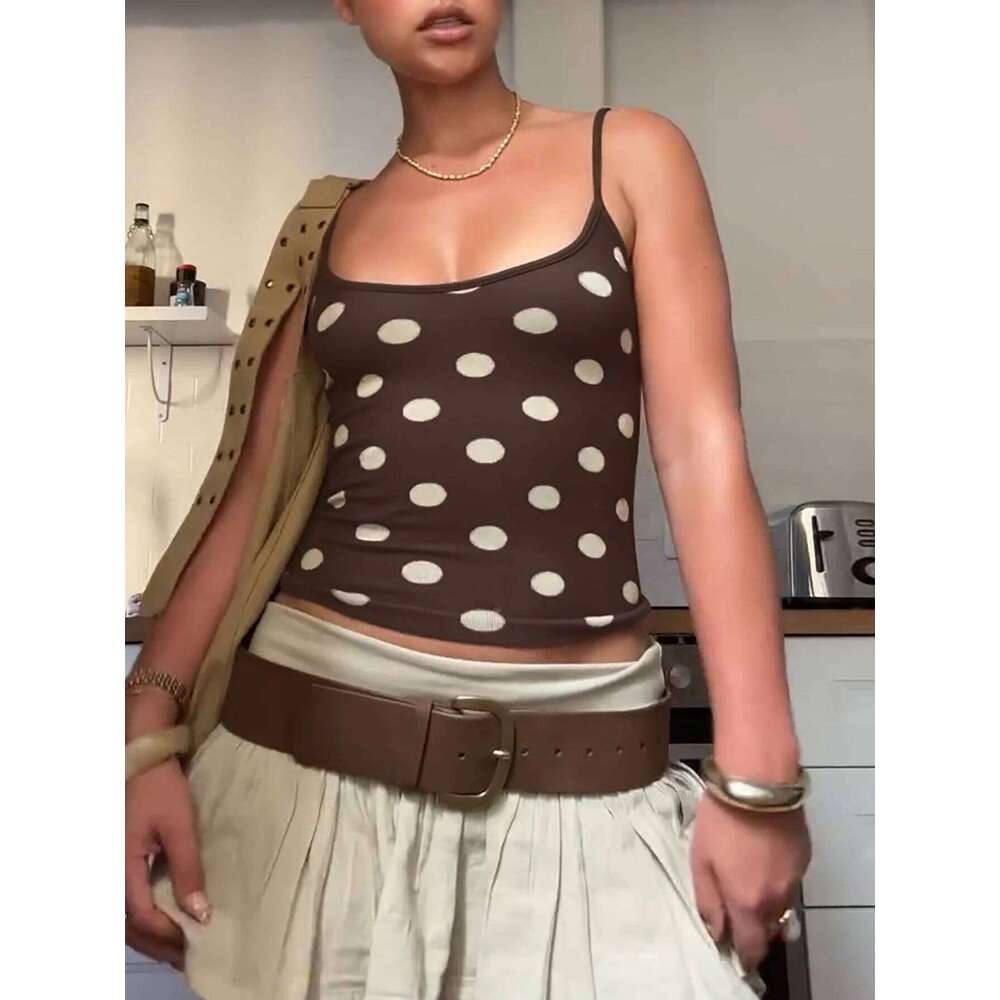 Dulzura Summer Fashion Sexy Backless Slim Polka Dot Crop Camisole Women'S Casual Versatile Party Club Street Style Y2K Clothes
