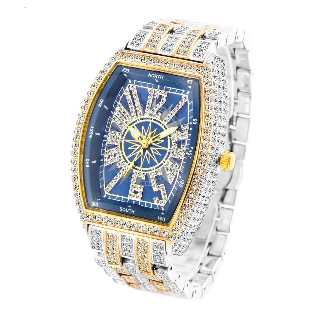 MISSFOX Export FM Starry Sky Fashion Personality Digital Barrel-Shaped Full Diamond Large Dial Men's Watch