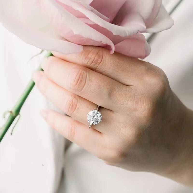 Classic Ring with IGI Certificate D/VVS Round Cut 1CT 2CT 3CT CVD/HPHT Lab Grown Diamond White Gold Engagement Wedding Ring