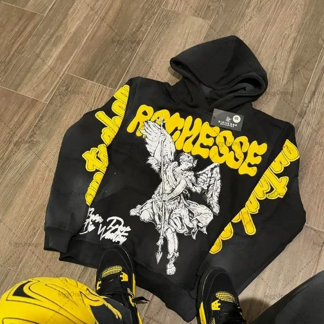 Retro Rock Punk Style Oversized Sweatshirt American Harajuku Colorful Letter Print Graphic Hoodie Men Casual Hip-hop Streetwear 241126