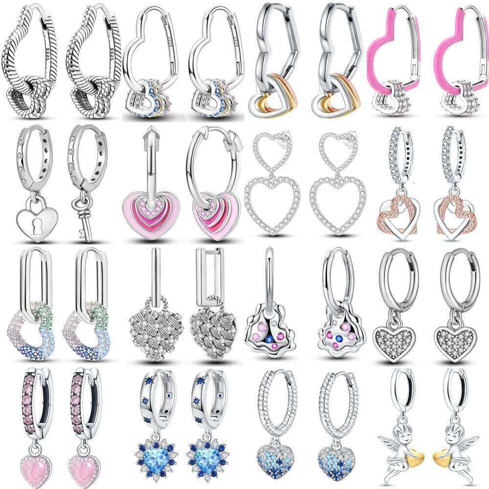 Hot 925 Sterling Silver Exquisite Simple Love Heart Series Drop Earring For Woman Fashion Party Gift Elegant Jewelry Accessories