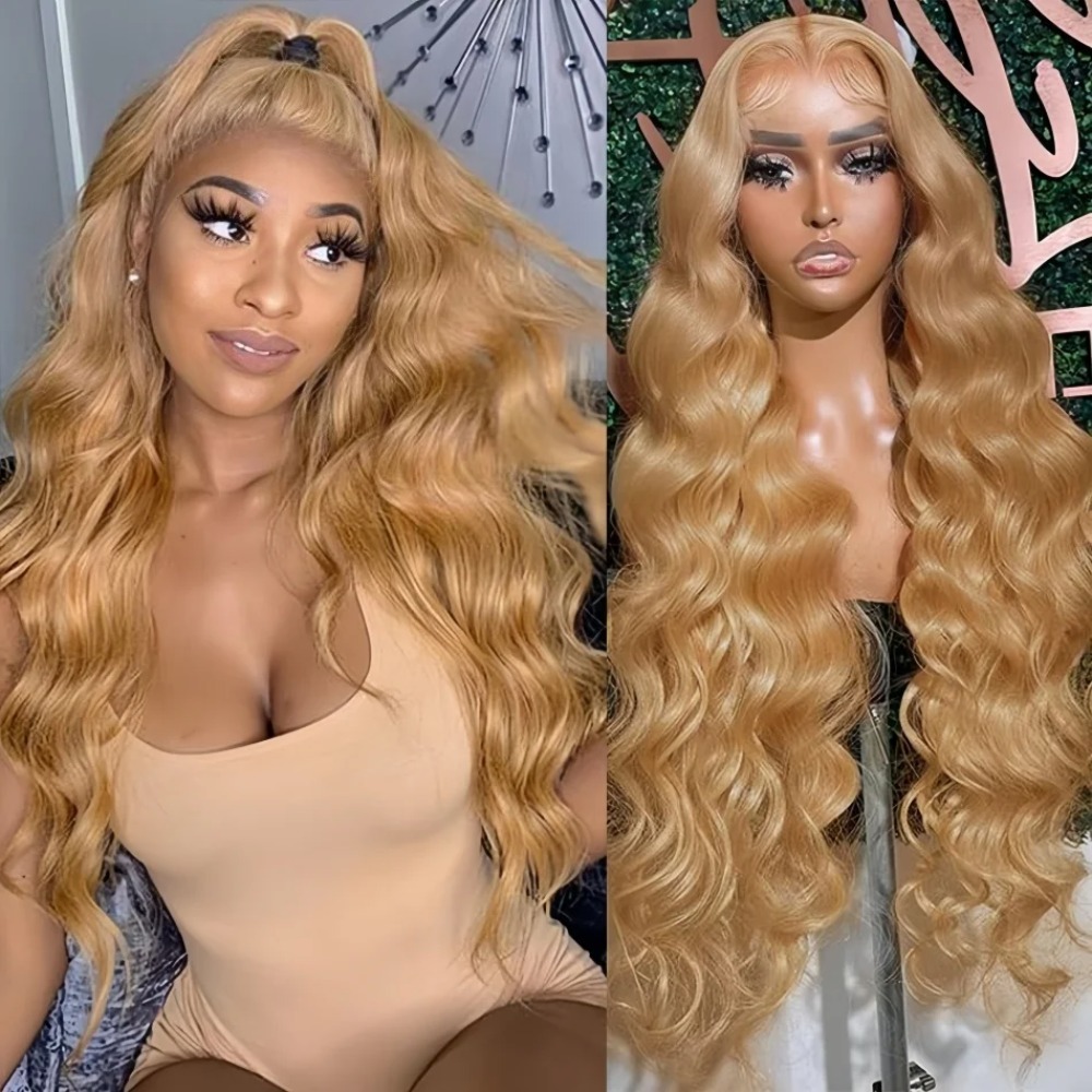 Honey Blonde Body Wave Human Hair Wigs Human Hair Quality 13x4 Hd Lace Frontal Wigs 200 Density Transparent Lace Front Colored Wigs For Women Daily Pa