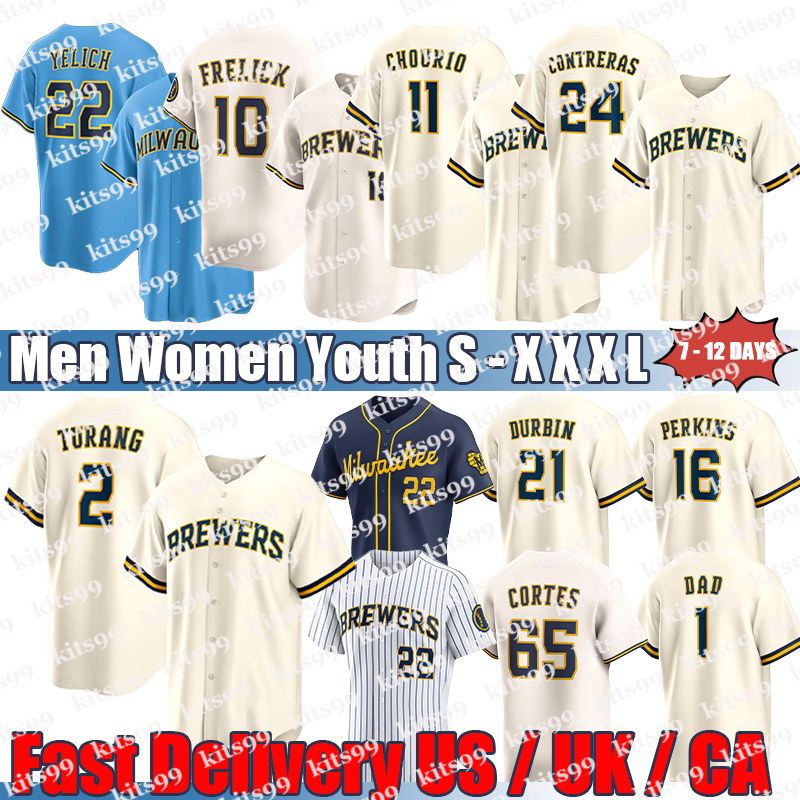 22 Christian Yelich 12 Rhys Hoskins Brewers Jersey 9 Bob Uecker William Contreras Jackson Chourio Freddy Peralta Sal Frelick Brandon Woodruff Baseball Jerseys