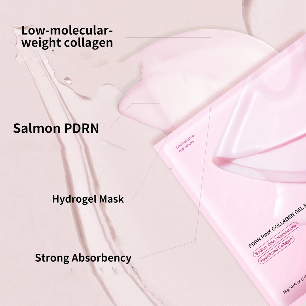 4pcsBox Absorbable PDRN Pink Collagen Gel Mask Niacinamide Brightening Moisturizing Collagen Firming Lifting Mask Skin Care 260106