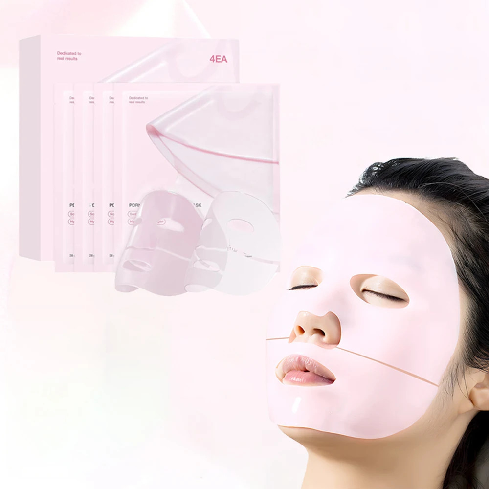 4pcsBox Absorbable PDRN Pink Collagen Gel Mask Niacinamide Brightening Moisturizing Collagen Firming Lifting Mask Skin Care 260106