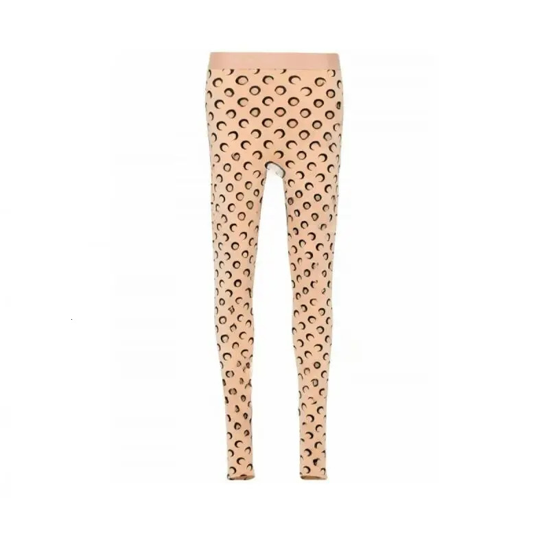 Leggings for Women High Waisted Solid Color Moon Print Retro Ice Silk Stretchy Pants Tummy Control Versatile 260106