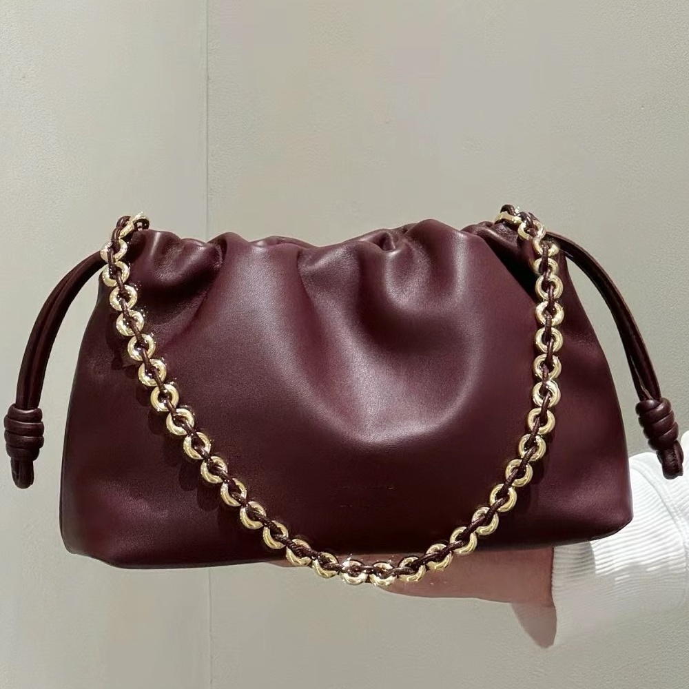 12A mirror quality designer bag burgundy genuine leather shoulder bags women chain wallet strawing bags pockets purse small shopping bags handbag evening hobos