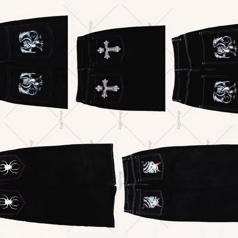 European and American Y2K Streetwear Women Hip-hop Trendy Baggy Jeans Men Gothic Punk Retro Casual High Waist Straight Pants 251231
