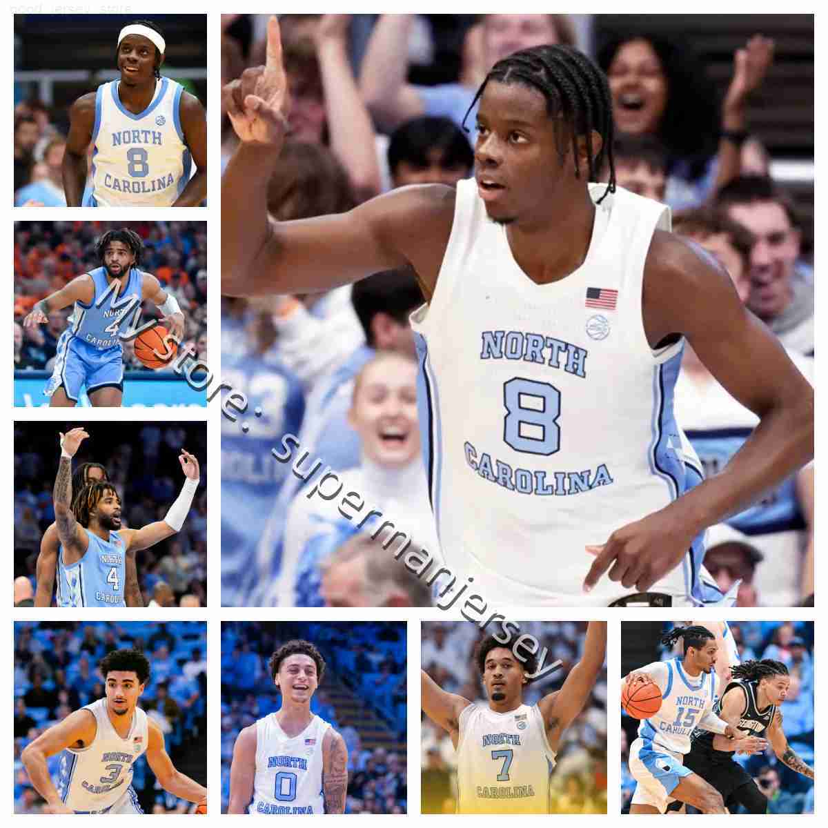 2025-26 North Carolina Tar College basketball jersey Young 4 Caleb Wilson 8 Veesaar Trimble Stevenson 15 Smith Powell Matlekovic Holbrook 25 High 1 Evans 0 Dixon Denis