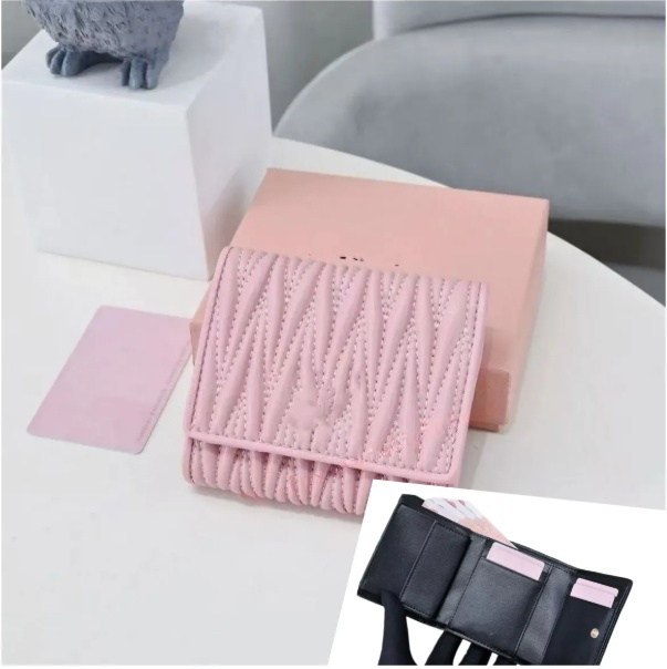 min min bag wallet designer woman Woman Short Wallets Card Holders Designer Mini Purses Pink Black New Ladies Fashion Pleated Wallet Coin Purse Zipper Handbags bag