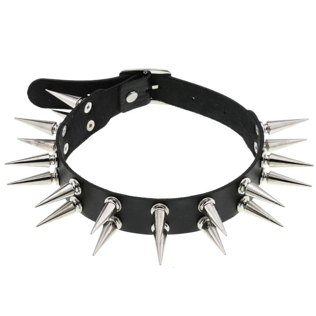 Long Spiked Choker Collar For Women Men Black Pu Leather Goth Emo Accessories Punk Chocker Gothic Necklace Cosplay Jewelry 260106