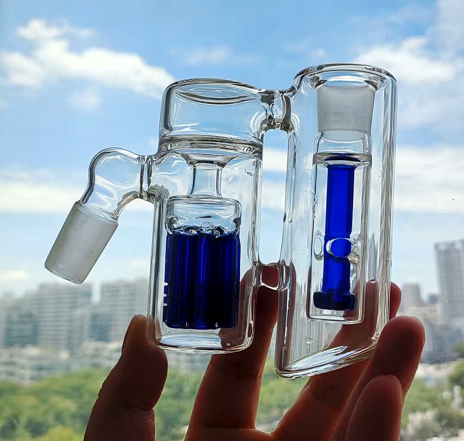 45 Degree Hookahs Glass Double Chamber 14mm Oil Reclaim Ashcatcher armtree perc 18mm Glass Ash Catcher