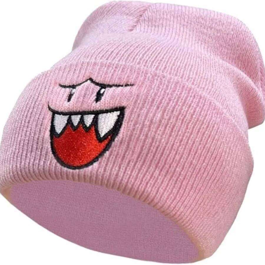1 knitted hat Cozy Hpy Face Embroidered Knitted - Cute Warm Winter Hat for Men, the Perfect Christmas Gift 26L0107