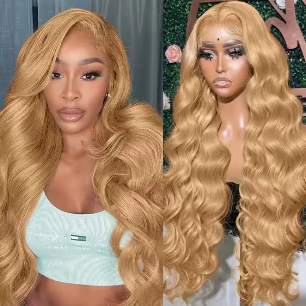 180 Density Honey Blonde Long Body Wave Human Hair Wigs Ready To Wear Glueless Preplucked Wear And Go Wigs Hd Transparent Lace Frontal Brazilian Hair 