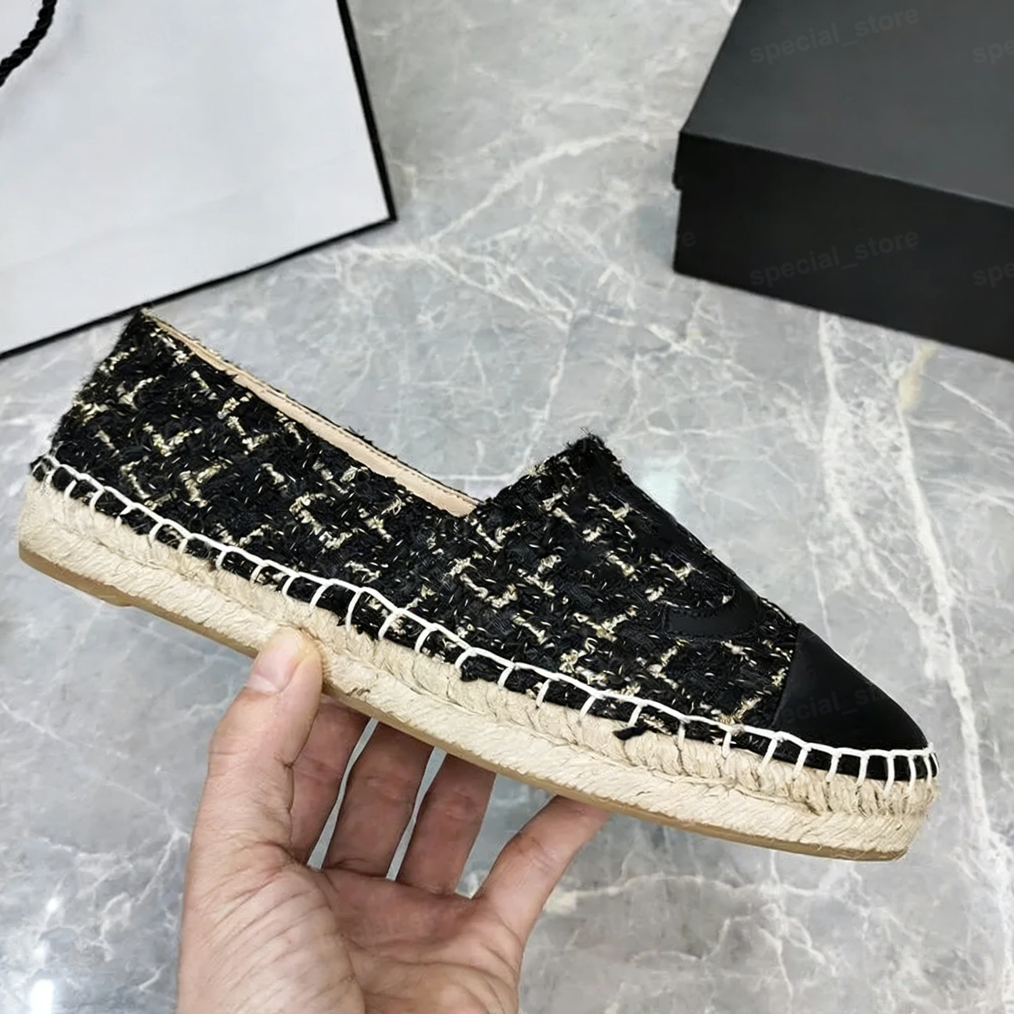 designer Shoes Luxury loafers women Fashion Denim Sapatos Espadrilles Straw Fisherman Flat Heels Shoe Lazy Casual office shoes