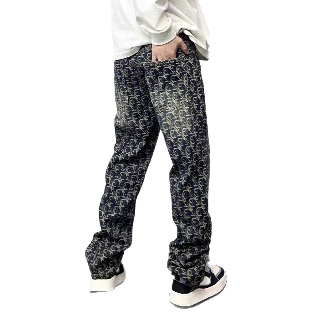 2026 New Designer Sportswear Fashion Outdoor Sports Knitted Vintage Men's Jeans Fashion Brand Style Straight-leg Pants Luxury Design High-end Tex