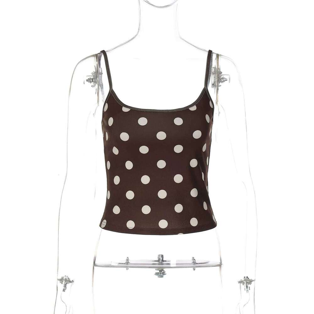 Dulzura Summer Fashion Sexy Backless Slim Polka Dot Crop Camisole Women'S Casual Versatile Party Club Street Style Y2K Clothes