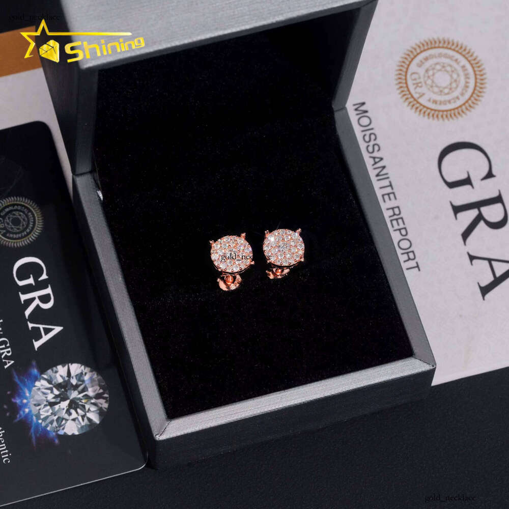 Fast Delivery Cheapest Price Round 8.8mm 925 Silver Gold Plated GRA VVS Moissanite Stud Earrings fashion Jewelry