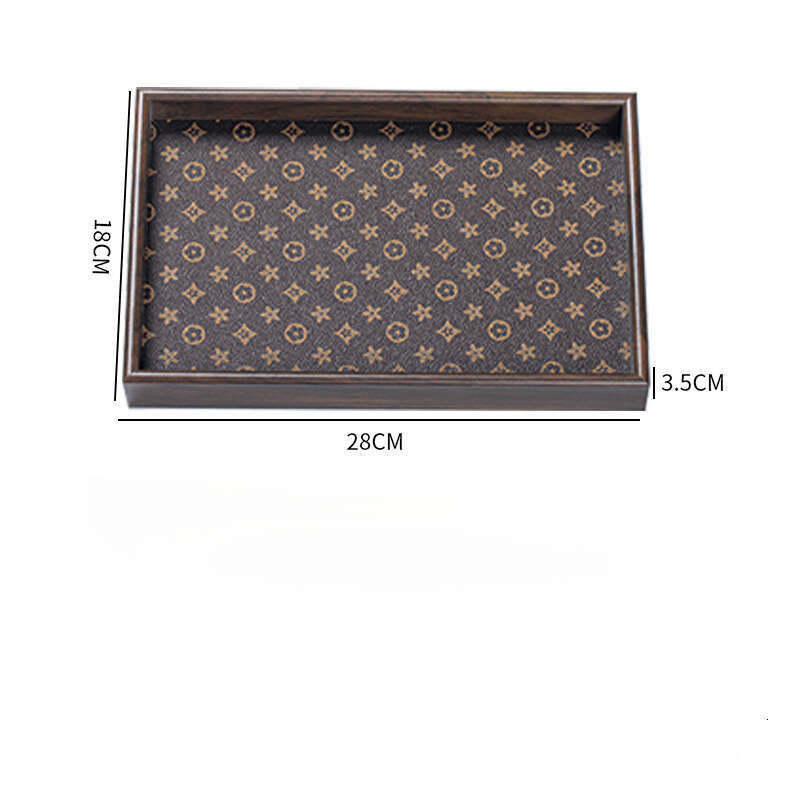Vintage Light Luxury Leather Chinese Tea Tray Household Rectangular Desktop Jewelry Display Key Entryway Storage Box