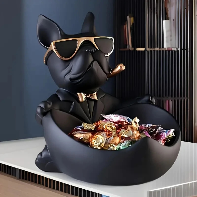 Creative Sunglasses Cool Dog Statue Bulldog Storage Box Animal Decoration Resin Craft Art Home Gift 251231