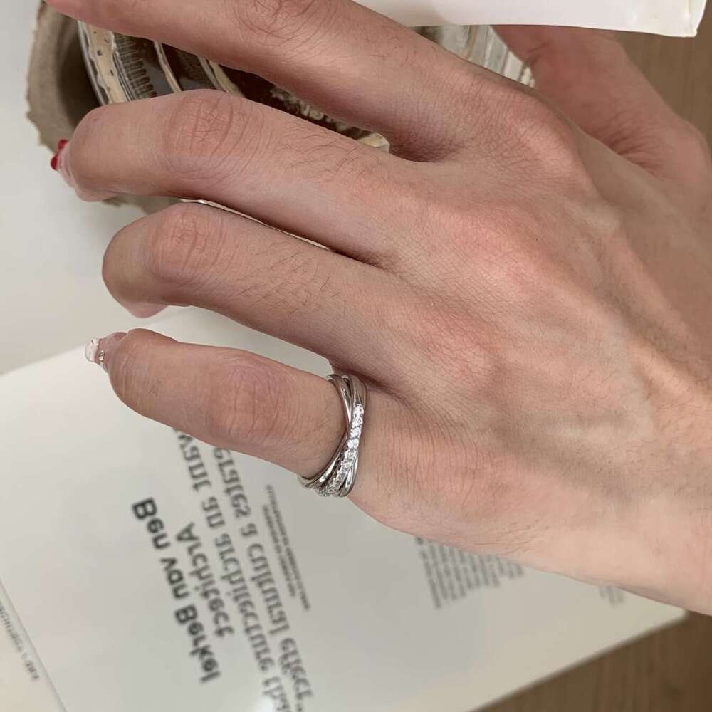 designer Ring Hot Selling Three-Ring Star Track 1 Sparkling Row zircon Korean Style Simple Versatile Fashion Commuting Adjustable Tail Rings Three- - view 5