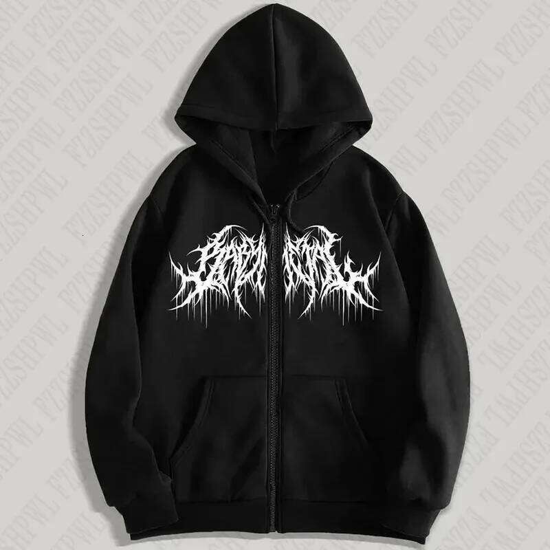 Y2K Zip-Up hoodie, men, clothes with graphic prints, hip hop style, gothic 2025 Autumn Winter keep warm long sleeves Sweatshirt XJ260107