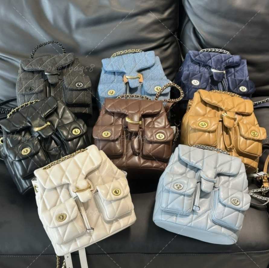 tabby bag backpack Sheepskin rhombus lattice Chain backpack handbag Womens fashionable mini schoolbag and casual bag Quilted shoulder handbag