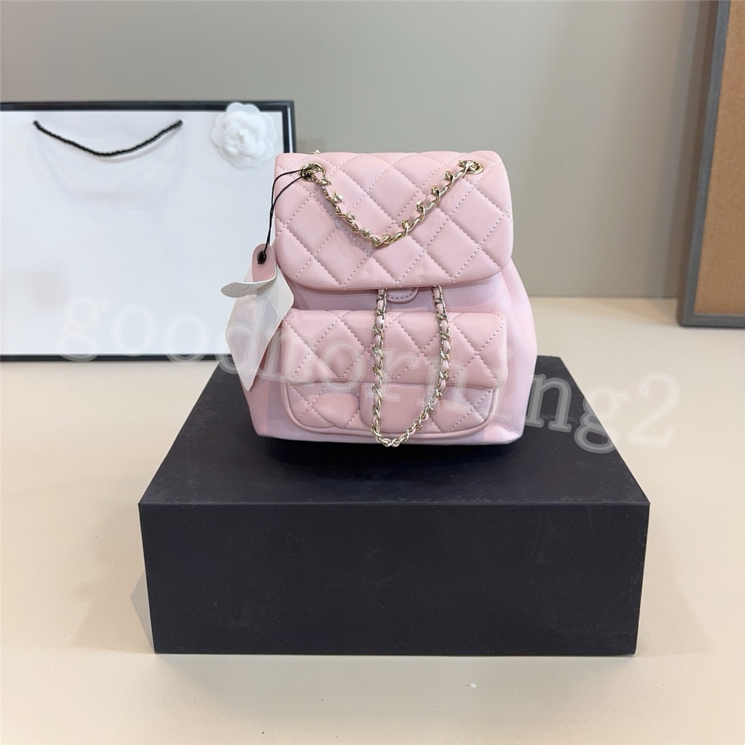 Fashion Women bag Mini Backpack duma Backpacks Shoulder Cross body Purses Card Holder Quilted Genuine Leather mini Handbags Doule Chain Backpack 17cm