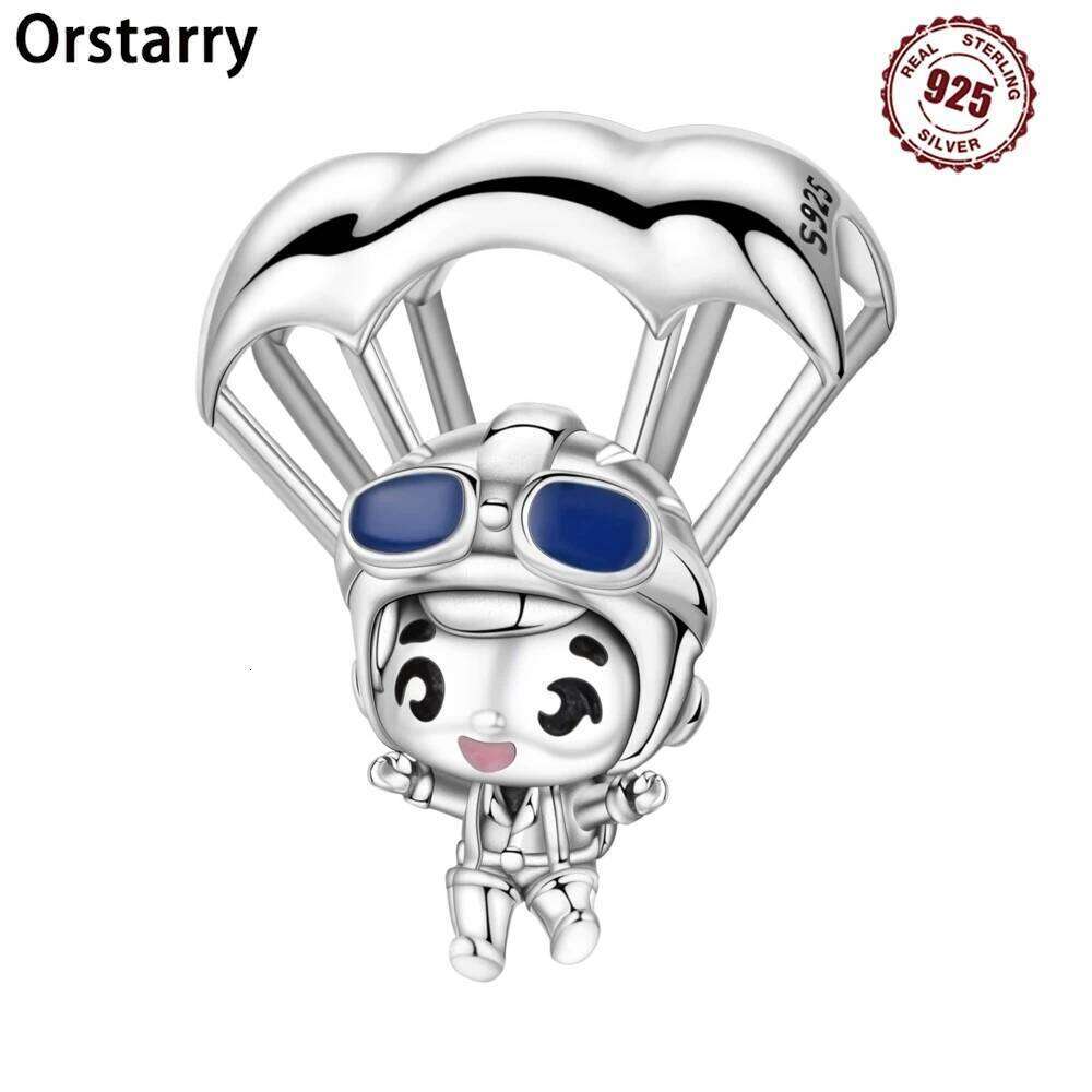 Orstarry 925 Sterling Silver Paraglider Cartoon Character Original Pendants Bracelet Charms Jewelry Party Beads DIY Trendy Gifts
