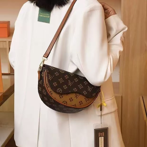 2025 Spring Summer New Arrivals Women's Printed Satchel Bag with Textured Finish Fashionable Crossbody Bag Versatile and Sophisticated Shoulder B