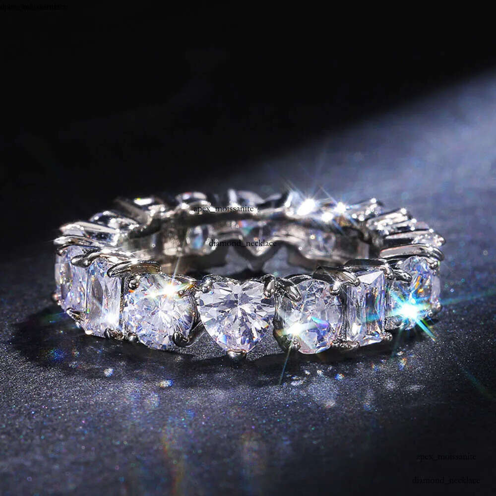 Huitan Multi Shapes Cut Engagement Finger Ring Set Moissanite Silver Jewelry Hot Sale Fashion Zirconia Eternity Rings