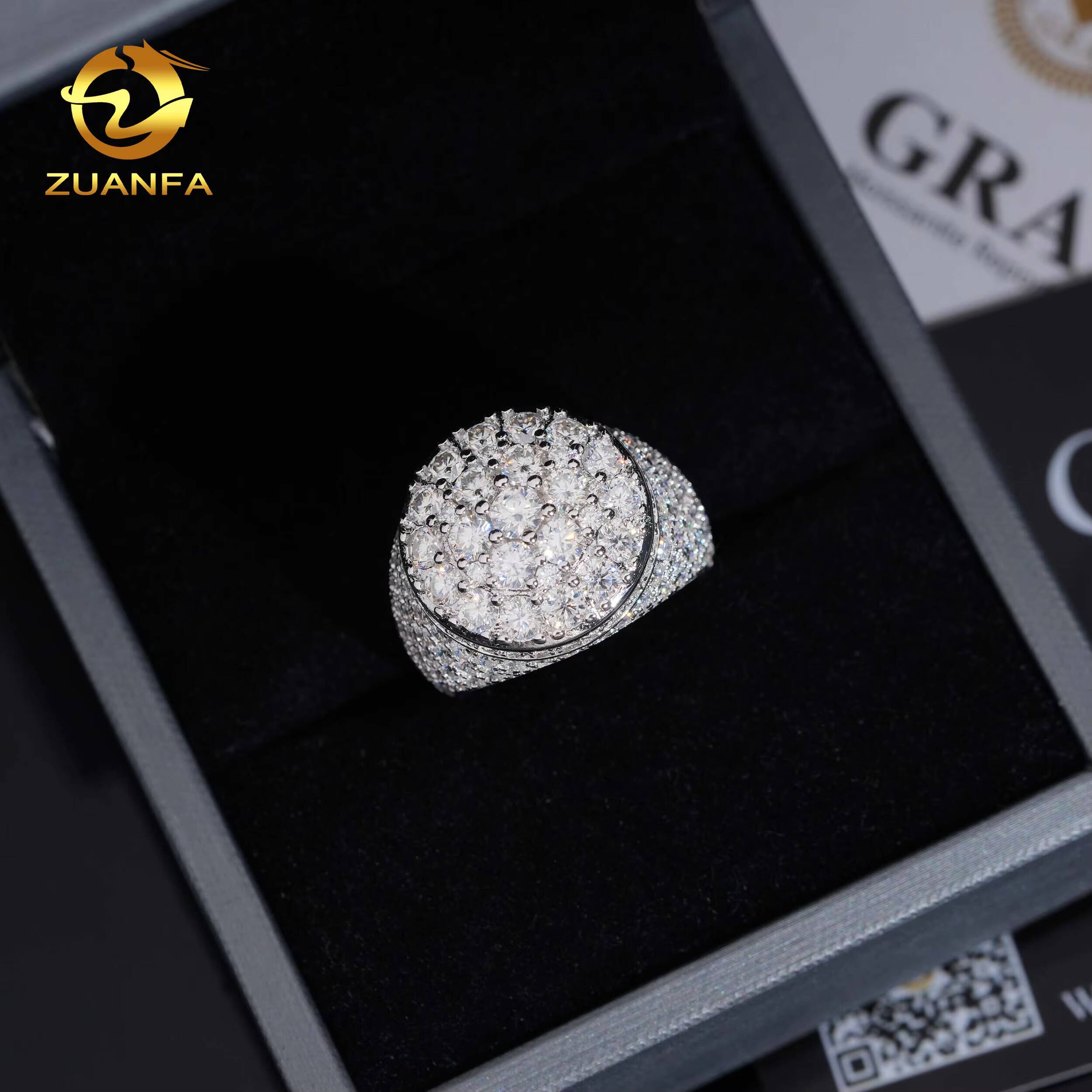 USA Local Stock RTS Hot Sale Custom Hip Hop Rapper Jewelry VVS Moissanite Iced Out 925 Silver Rings Diamond Men Ring
