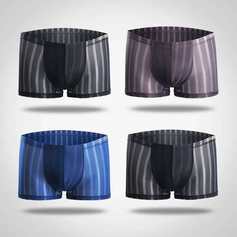 5pcs Men's underwear men's summer breathable youth fashion thin boxer shorts sexy ice silk sports underpants C260107