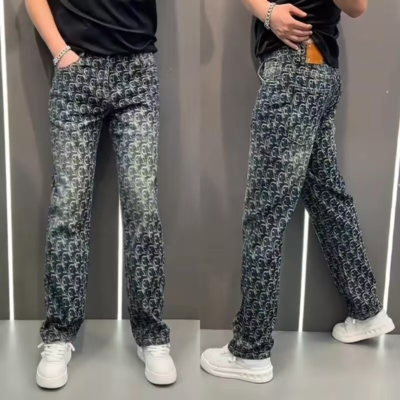 2026 New Designer Sportswear Fashion Outdoor Sports Knitted Vintage Men's Jeans Fashion Brand Style Straight-leg Pants Luxury Design High-end Tex