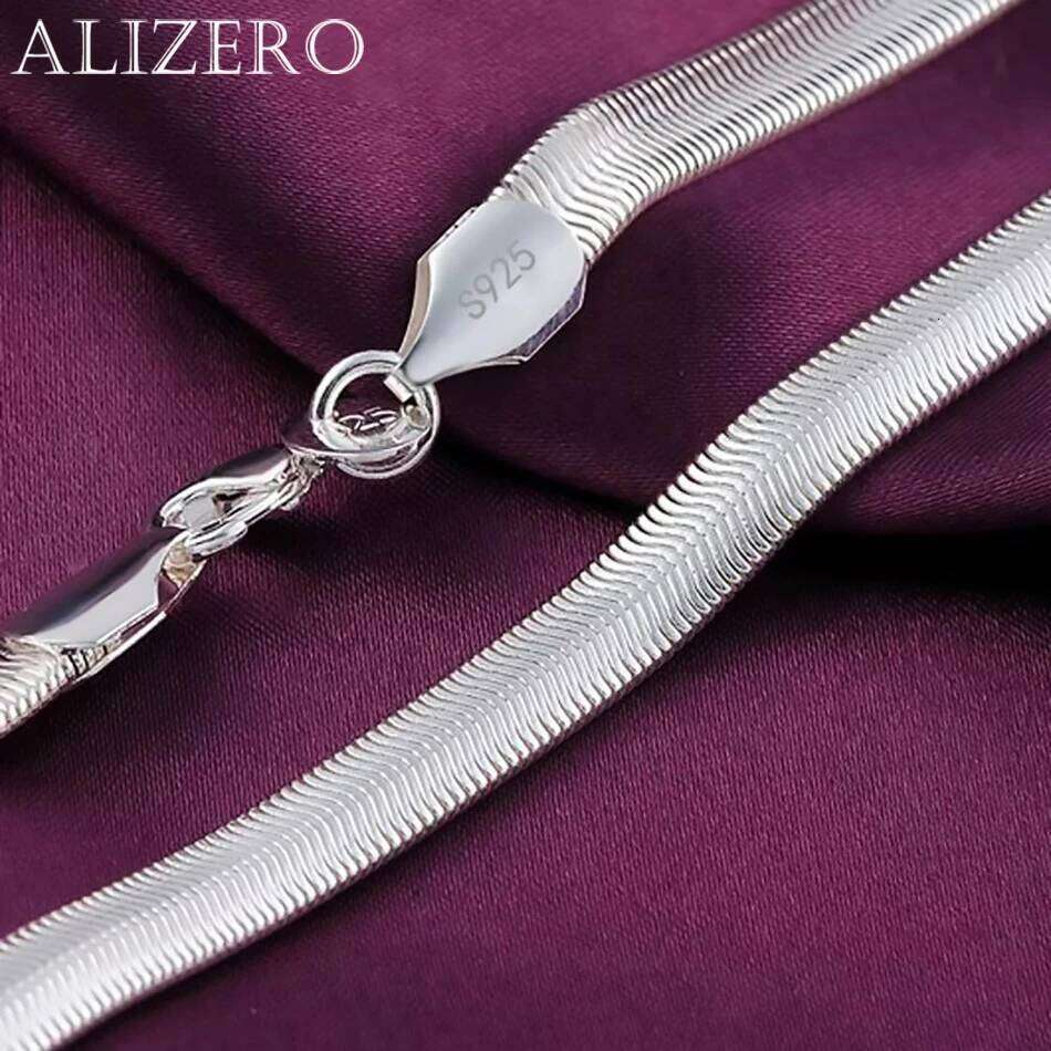 925 Sterling Silver 16/18/20/22/24/26 Inch 6MM Flat Snake Chain Necklace For Men Fashion Wedding Jewelry