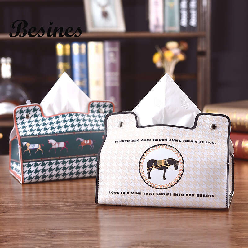 Roman Vintage Style Tissue Box Home Dining Table Napkin Holder Creative Car Tissue Holder Storage Pouch Tissue Bag