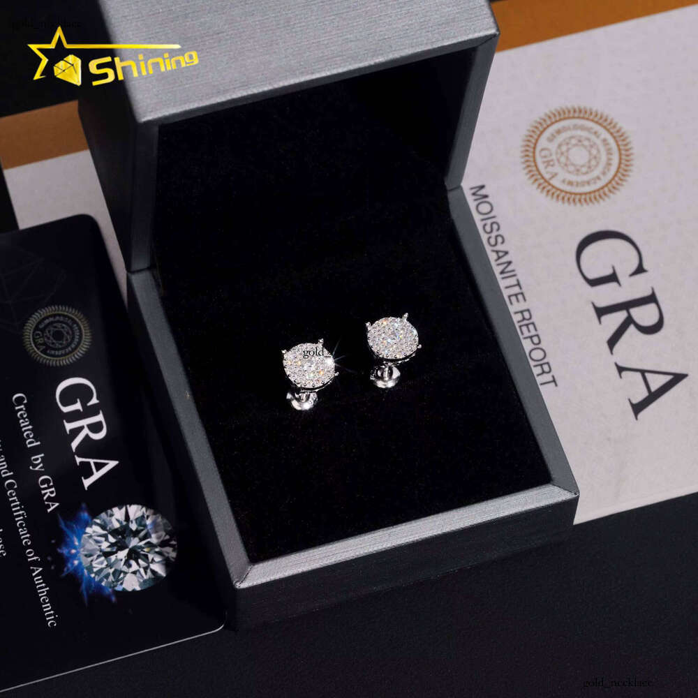 Fast Delivery Cheapest Price Round 8.8mm 925 Silver Gold Plated GRA VVS Moissanite Stud Earrings fashion Jewelry