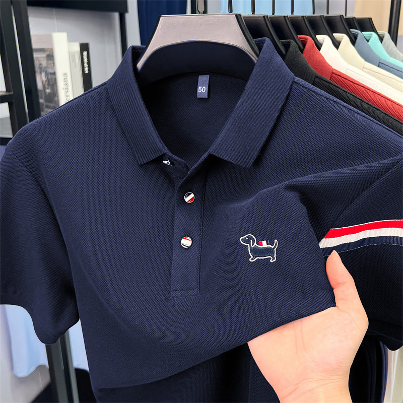 2026 New Design Pure Cotton Short-sleeved T-shirt Suitable For Men's Summer New Embroidered Collar Polo Shirt Casual Breathable And Comfortable